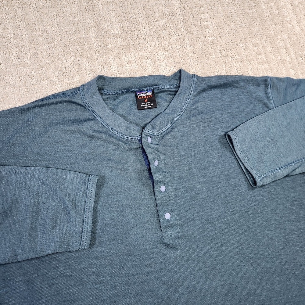 Vintage Patagonia Capilene Shirt Men Medium Snap Henley USA Made Gorpcore